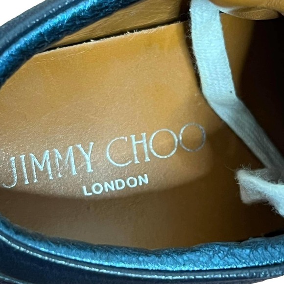 Jimmy Choo Sneakers Leather‎ Navy Blue Glitter Low Top Size 35.5 - Picture 8 of 8